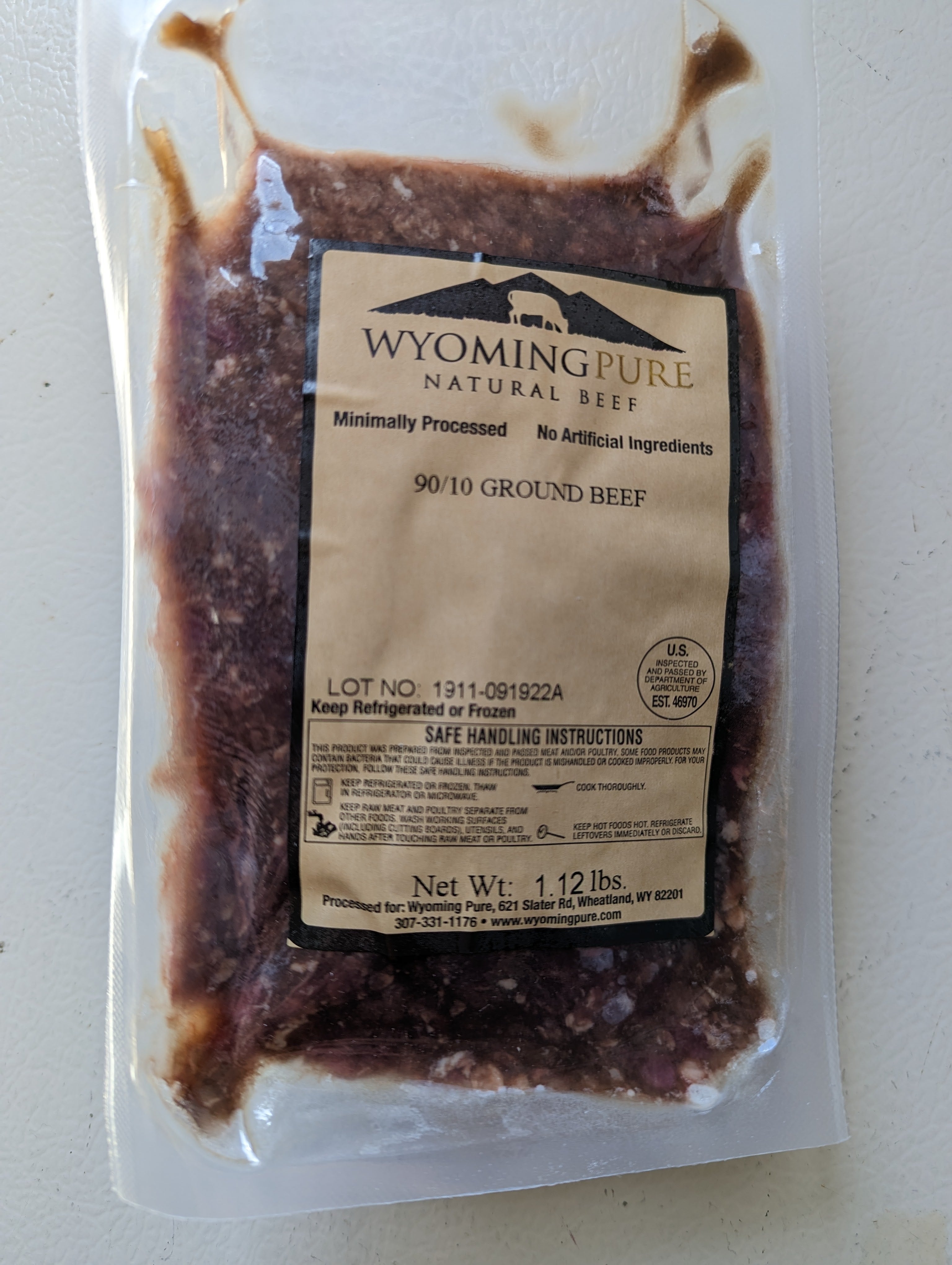 Lean Ground Beef 90/10 - Wyoming Pure Natural Beef